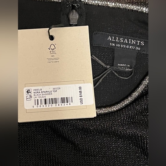 NWTA All Saints Nora Sparkle Top  Size 6 - Picture 4 of 8